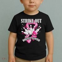Strike Out Breast Cancer Awareness Bowling Fighter Toddler T-Shirt thumb 2