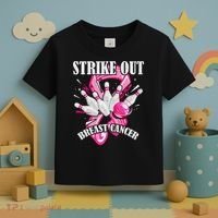 Strike Out Breast Cancer Awareness Bowling Fighter Toddler T-Shirt thumb 3