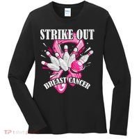 Strike Out Breast Cancer Awareness Bowling Fighter Women's Long Sleeve Shirt thumb 0
