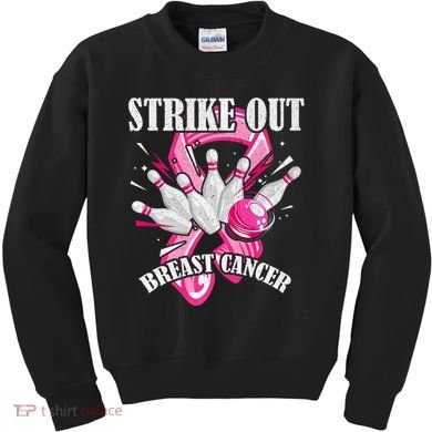 Strike Out Breast Cancer Awareness Bowling Fighter Kids Sweatshirt