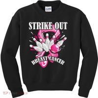 Strike Out Breast Cancer Awareness Bowling Fighter Kids Sweatshirt thumb 0