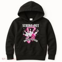 Strike Out Breast Cancer Awareness Bowling Fighter Kids Hoodie thumb 0