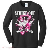 Strike Out Breast Cancer Awareness Bowling Fighter Kids Long Sleeve Shirt thumb 0