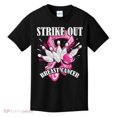 Strike Out Breast Cancer Awareness Bowling Fighter Kids T-Shirt