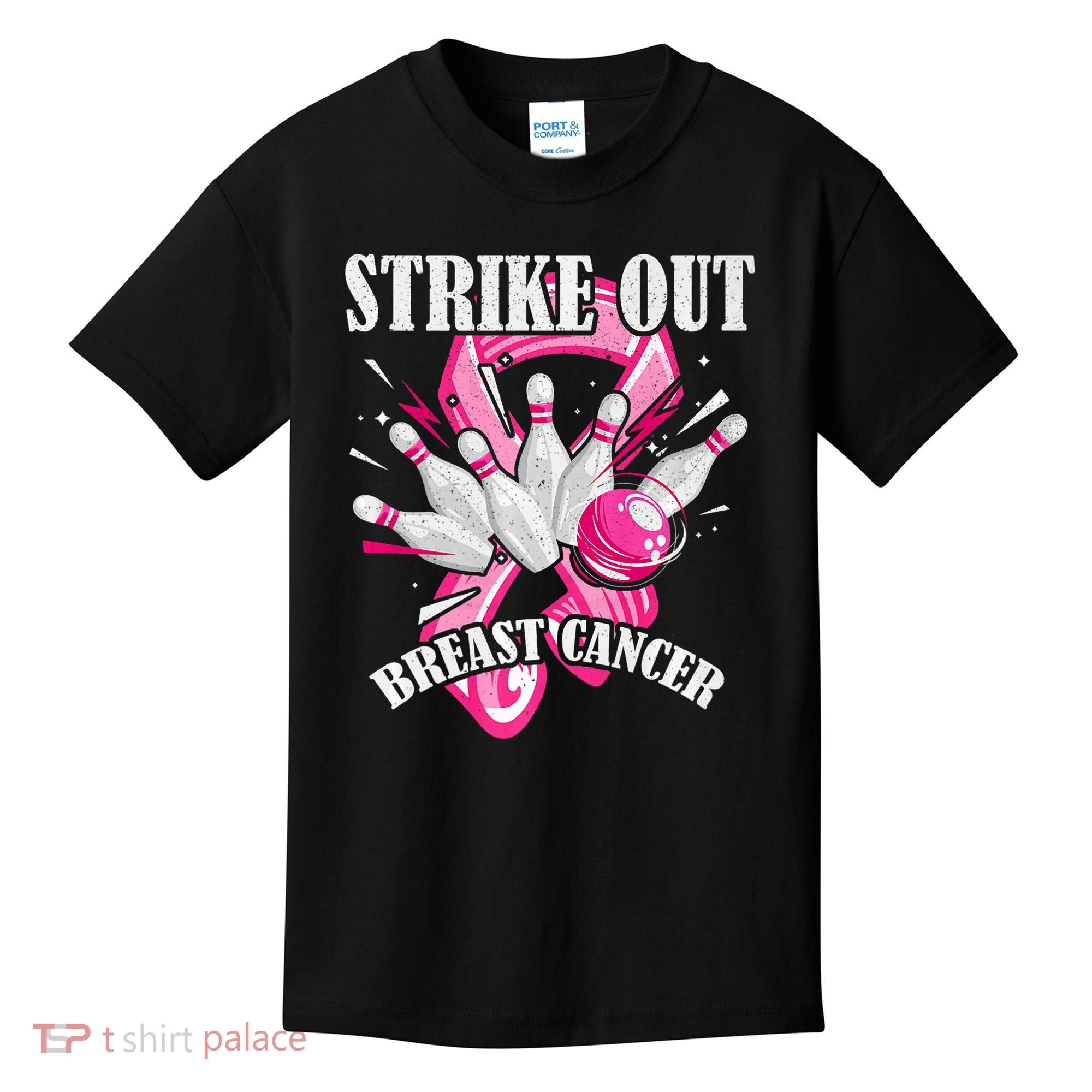 Strike Out Breast Cancer Awareness Bowling Fighter Kids T-Shirt