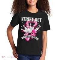 Strike Out Breast Cancer Awareness Bowling Fighter Kids T-Shirt thumb 2
