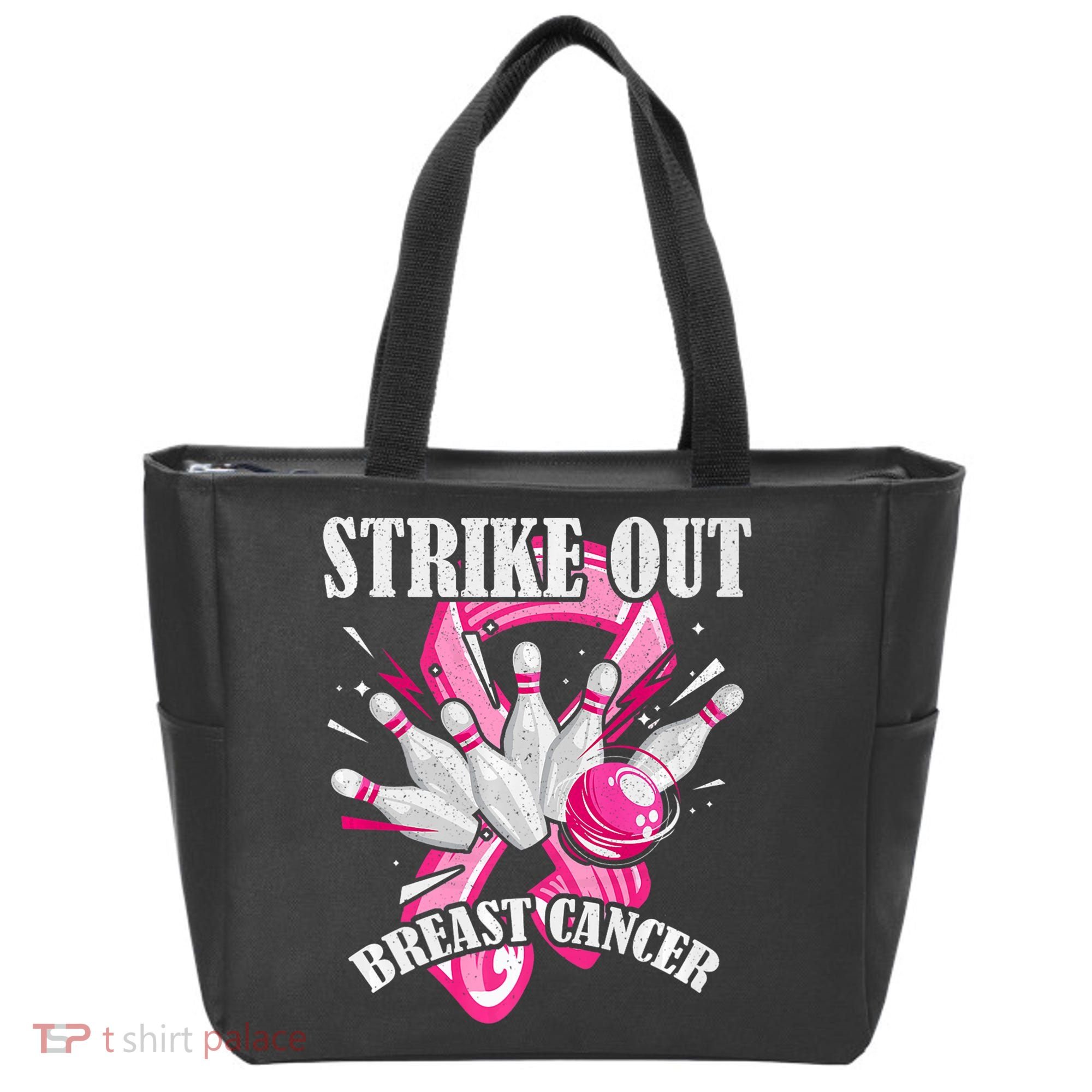 Strike Out Breast Cancer Awareness Bowling Fighter Tote Bag
