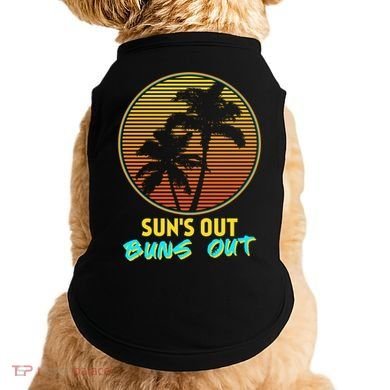 Suns Out Buns Out Retro 80s Vintage Palm Tree Sunset Gift Doggie Tank