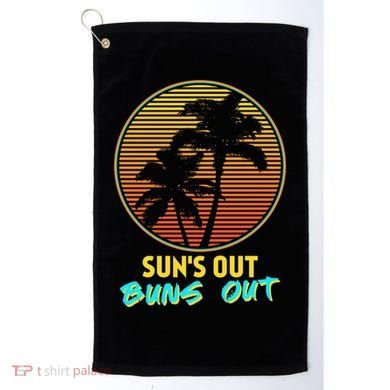 Suns Out Buns Out Retro 80s Vintage Palm Tree Sunset Gift Golf Towel