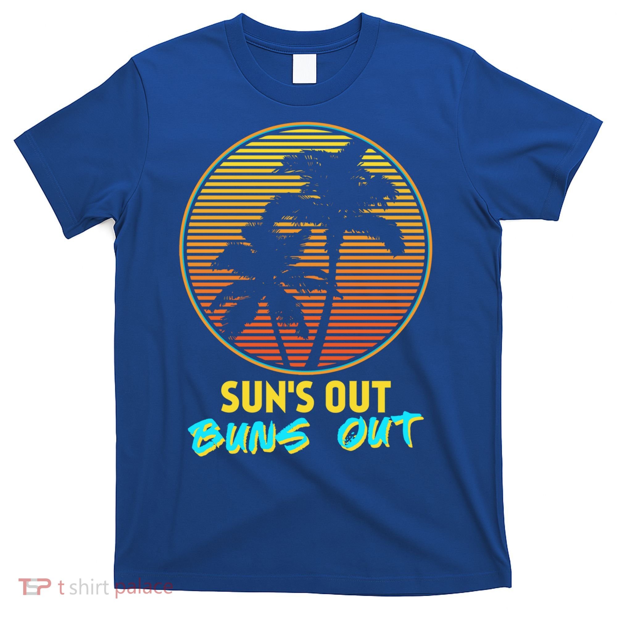 Suns Out Buns Out Retro 80s Vintage Palm Tree Sunset Gift T-Shirt