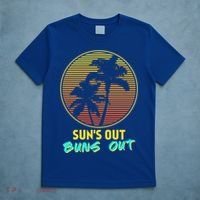 Suns Out Buns Out Retro 80s Vintage Palm Tree Sunset Gift T-Shirt thumb 5
