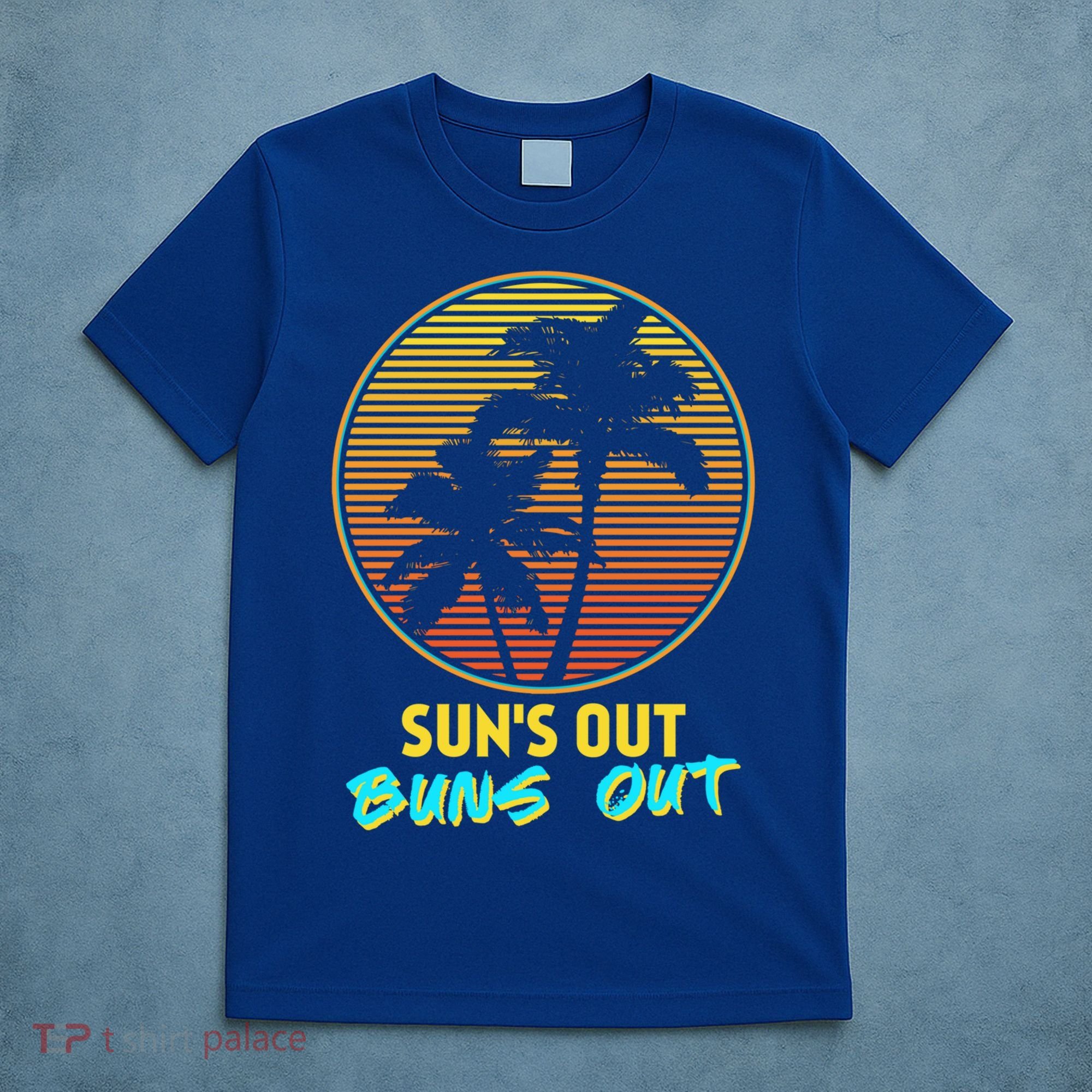 Suns Out Buns Out Retro 80s Vintage Palm Tree Sunset Gift T-Shirt