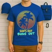 Suns Out Buns Out Retro 80s Vintage Palm Tree Sunset Gift T-Shirt thumb 6