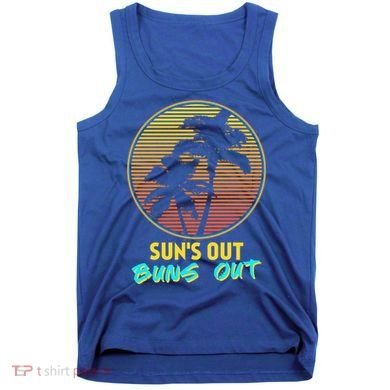 Suns Out Buns Out Retro 80s Vintage Palm Tree Sunset Gift Tank Top
