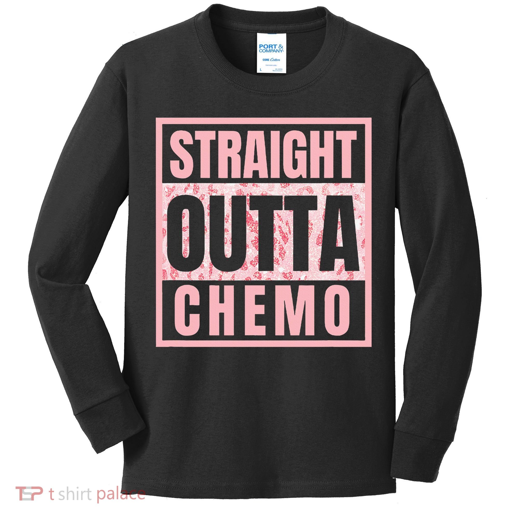 Straight Outta Chemo Funny Cancer Chemotherapy Kids Long Sleeve Shirt