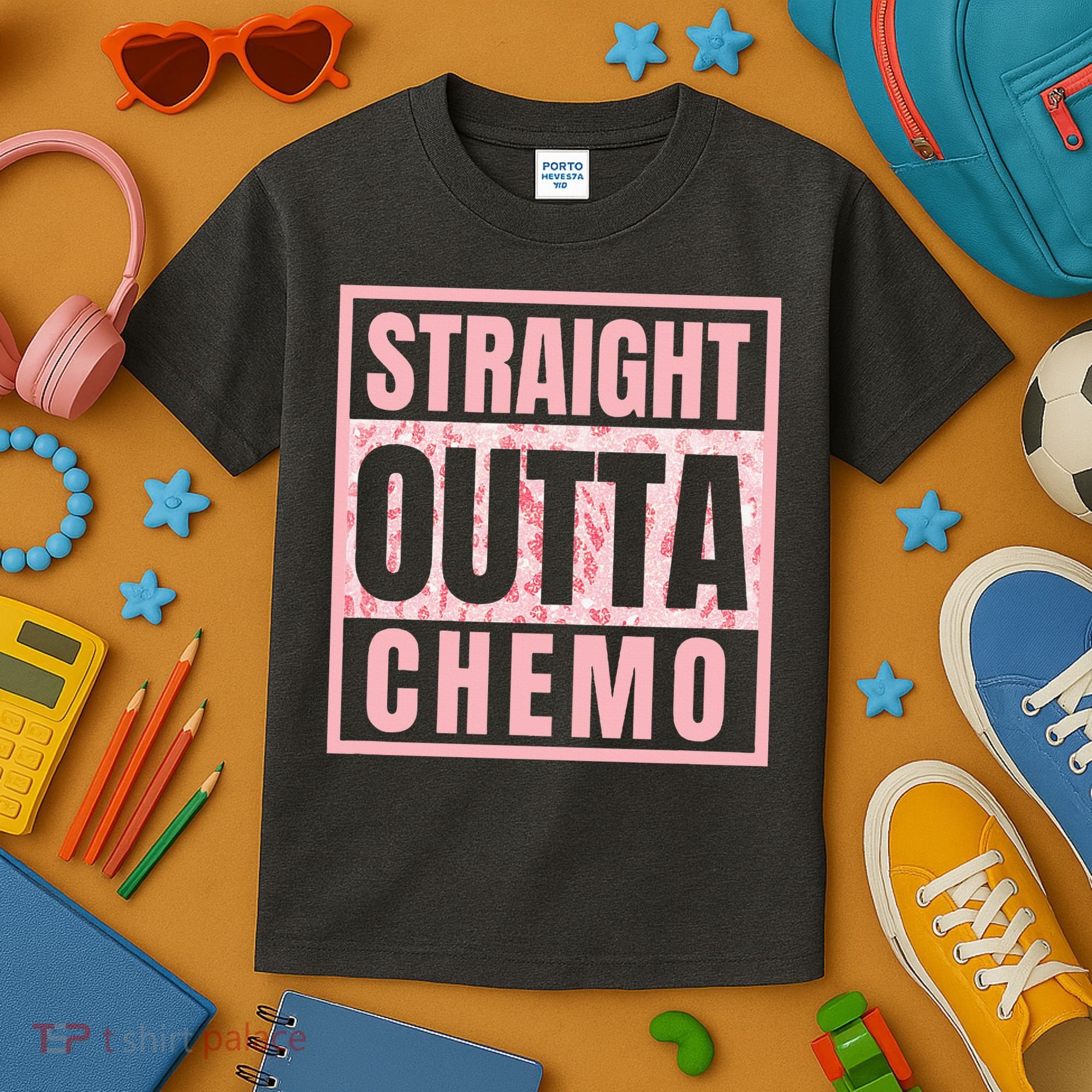 Straight Outta Chemo Funny Cancer Chemotherapy Kids T-Shirt