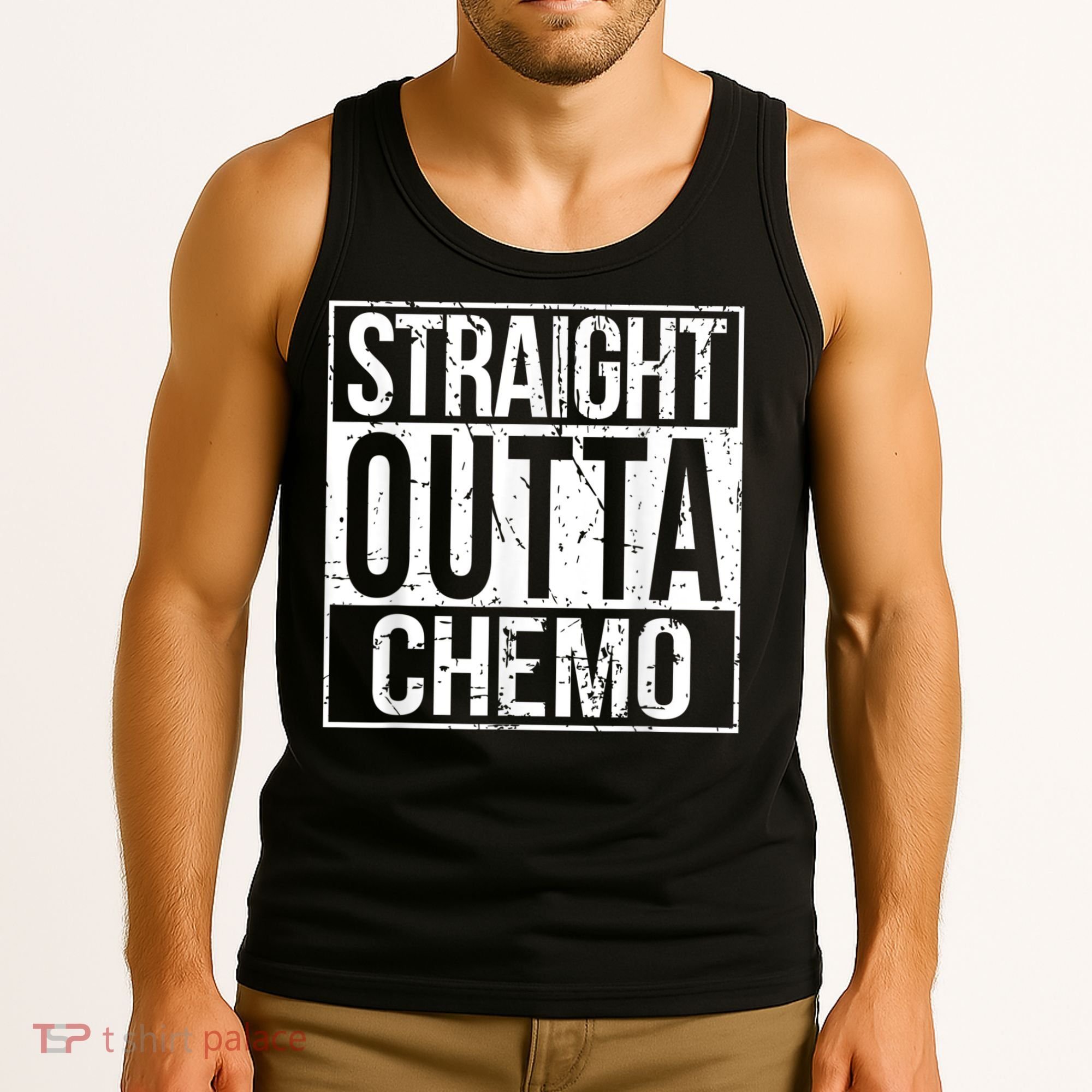Straight Outta Chemo Battle Cancer Awareness Tank Top
