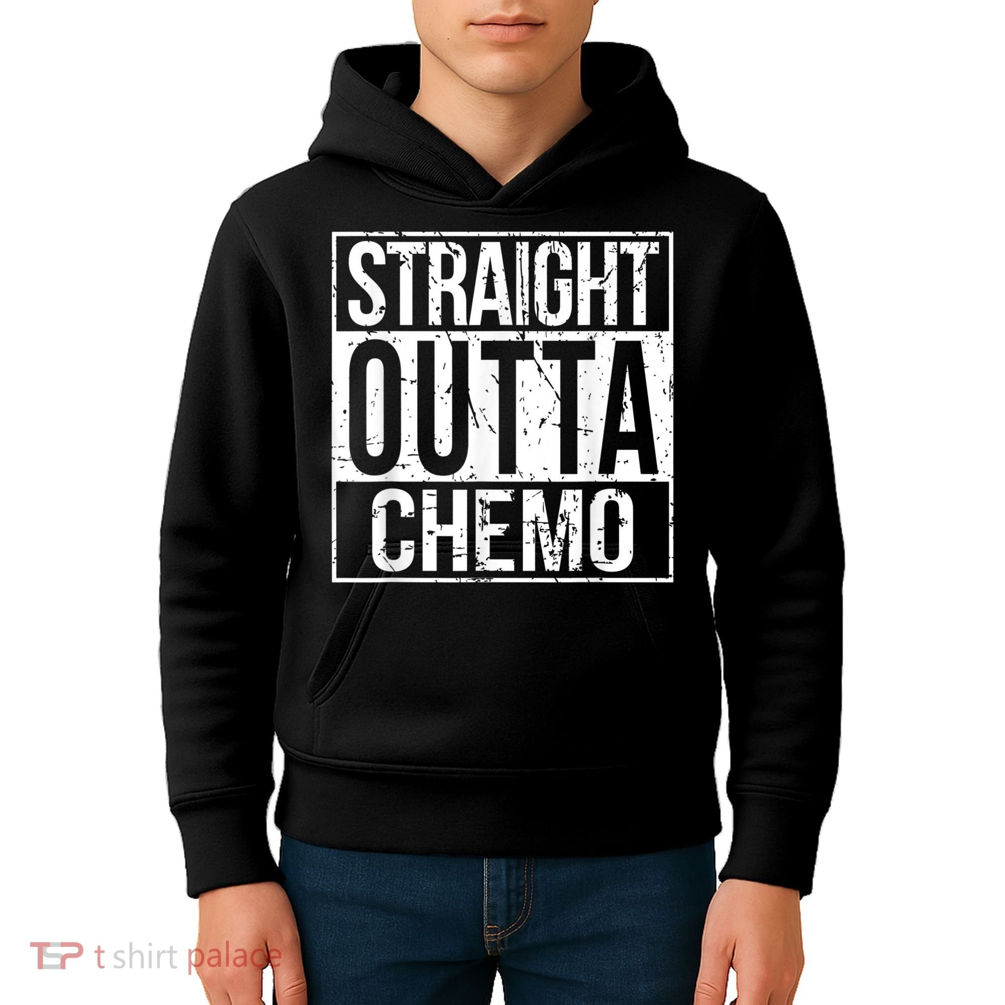 Straight Outta Chemo Battle Cancer Awareness Kids Hoodie