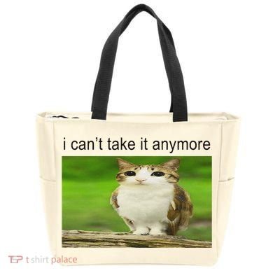 Silly Owl Cat Meme I CanT Take It Anymore Tote Bag