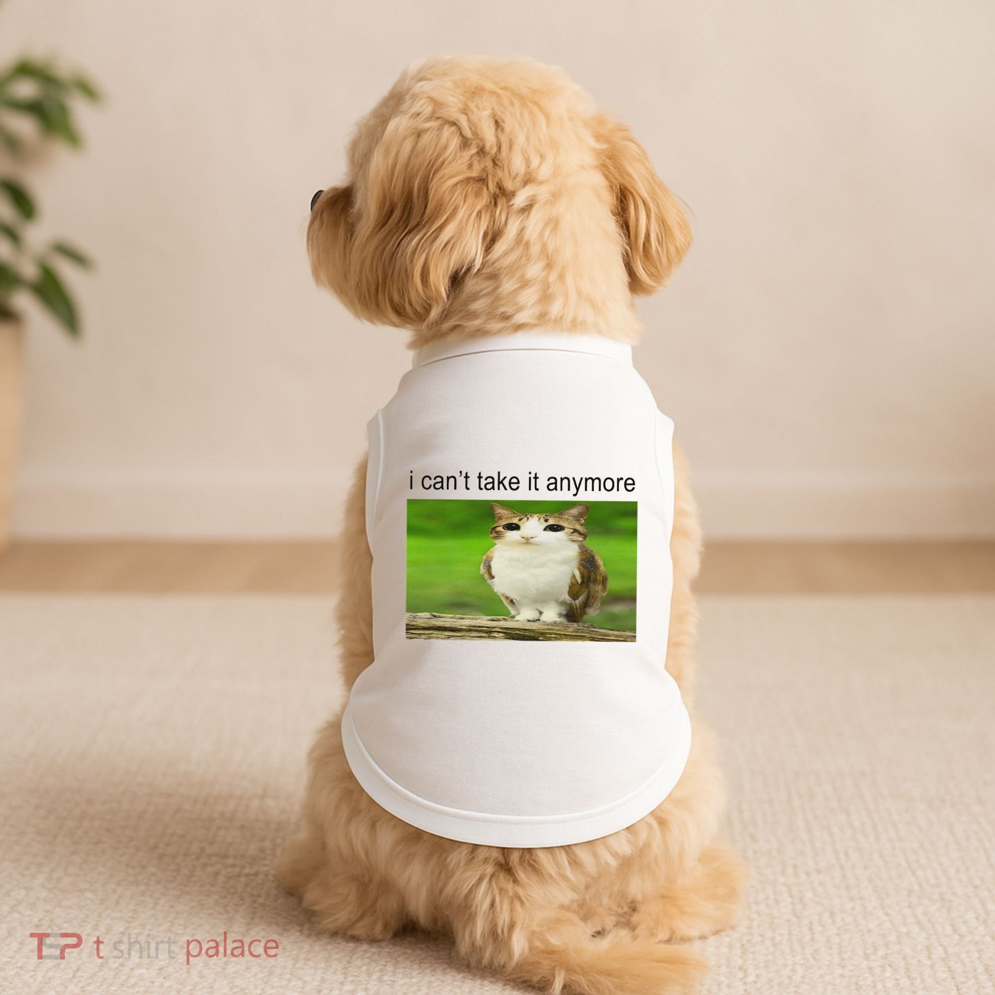 Silly Owl Cat Meme I CanT Take It Anymore Doggie Tank