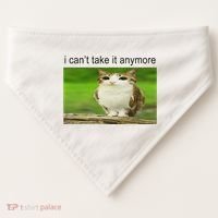 Silly Owl Cat Meme I CanT Take It Anymore USA-Made Doggie Bandana thumb 0