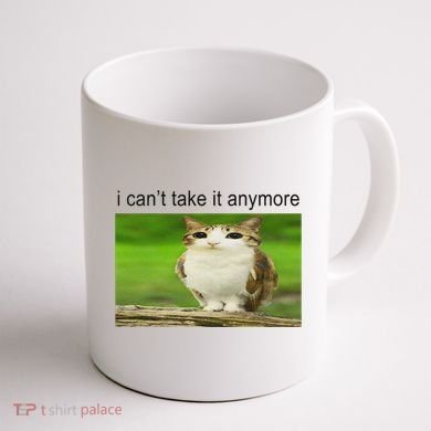 Silly Owl Cat Meme I CanT Take It Anymore Coffee Mug back