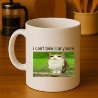 Silly Owl Cat Meme I CanT Take It Anymore Coffee Mug thumb 4