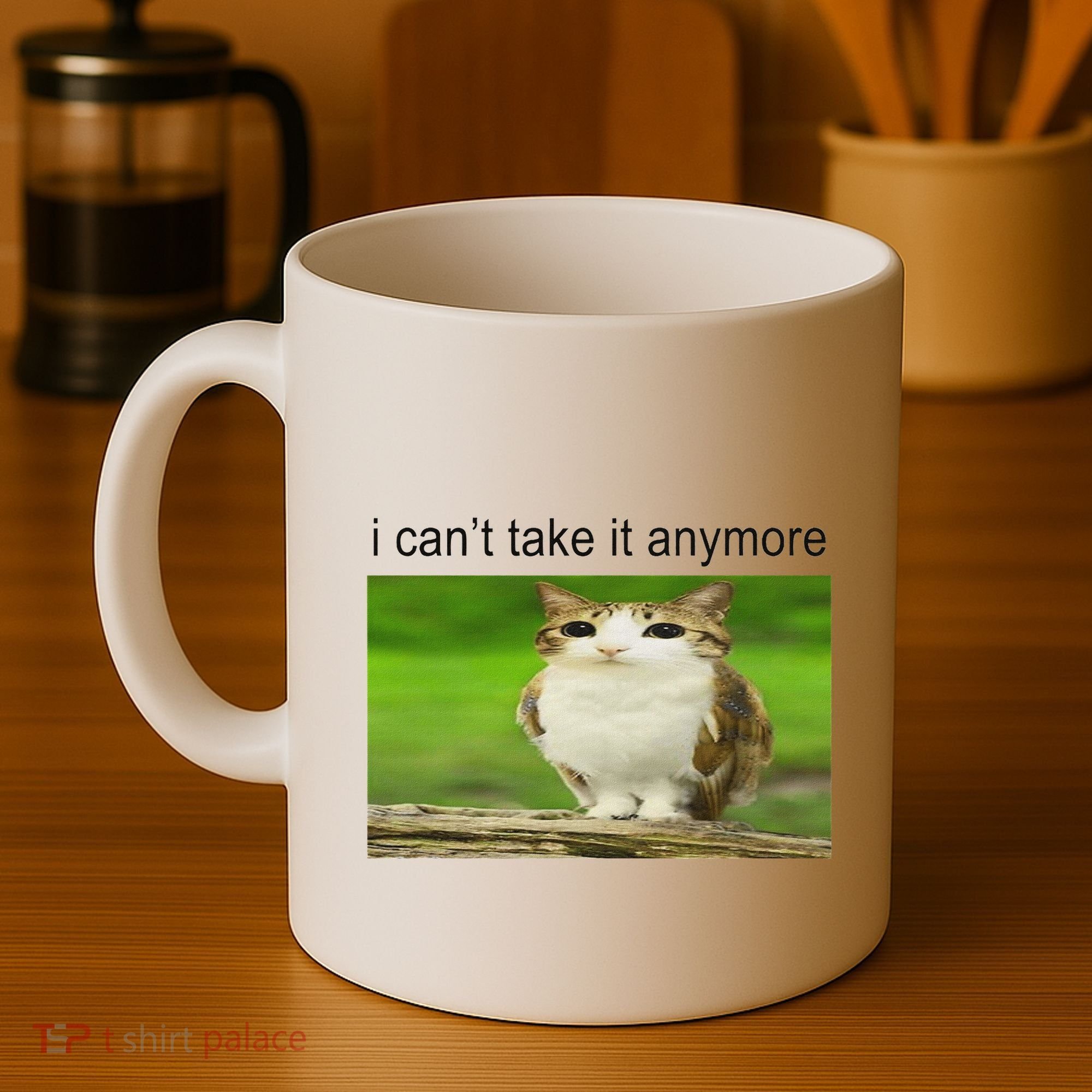 Silly Owl Cat Meme I CanT Take It Anymore Coffee Mug