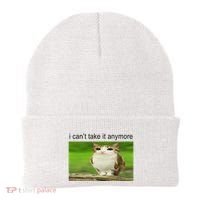Silly Owl Cat Meme I CanT Take It Anymore Beanie thumb 0