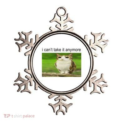 Silly Owl Cat Meme I CanT Take It Anymore Ornament