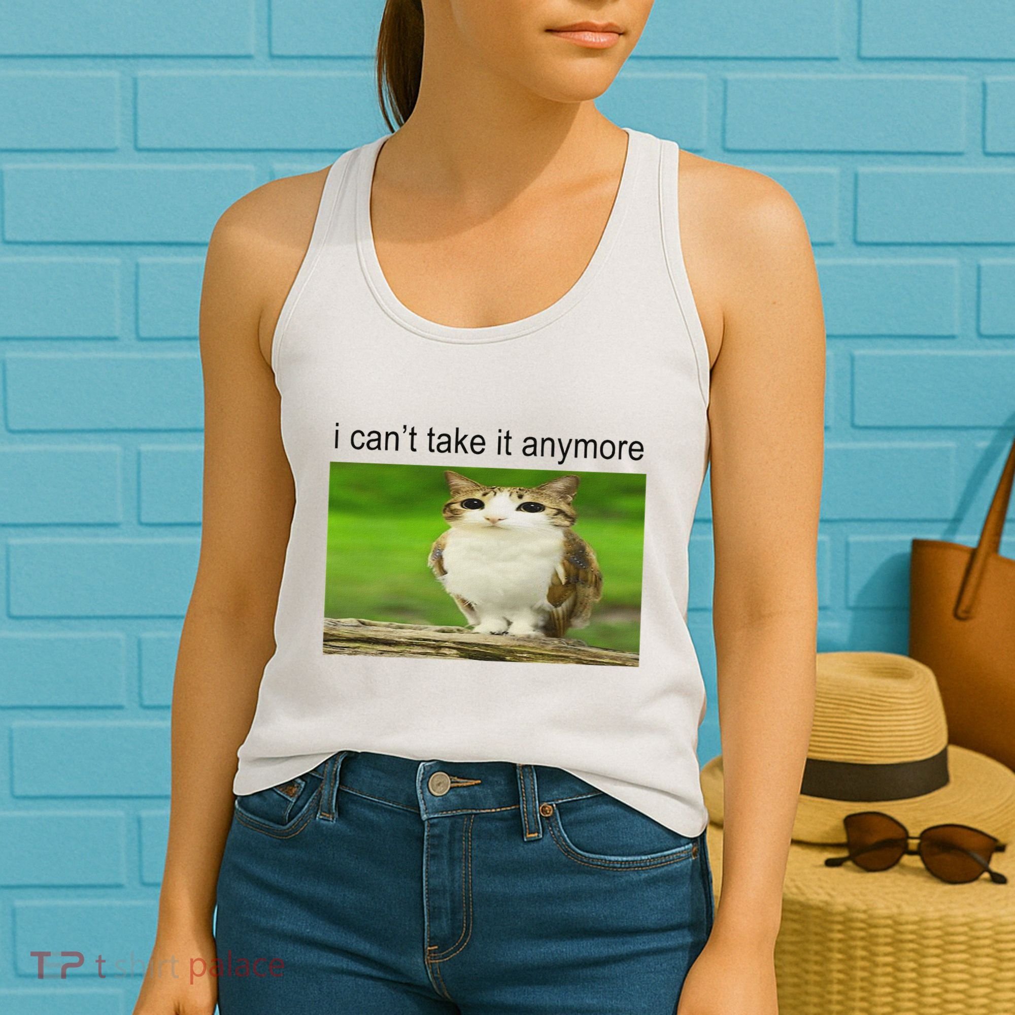 Silly Owl Cat Meme I CanT Take It Anymore Women's Tank Top