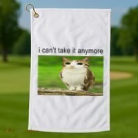 Silly Owl Cat Meme I CanT Take It Anymore Golf Towel thumb 1