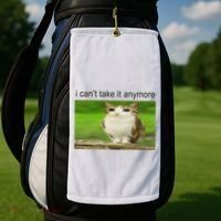 Silly Owl Cat Meme I CanT Take It Anymore Golf Towel thumb 2