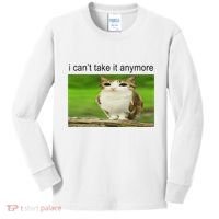 Silly Owl Cat Meme I CanT Take It Anymore Kids Long Sleeve Shirt thumb 0