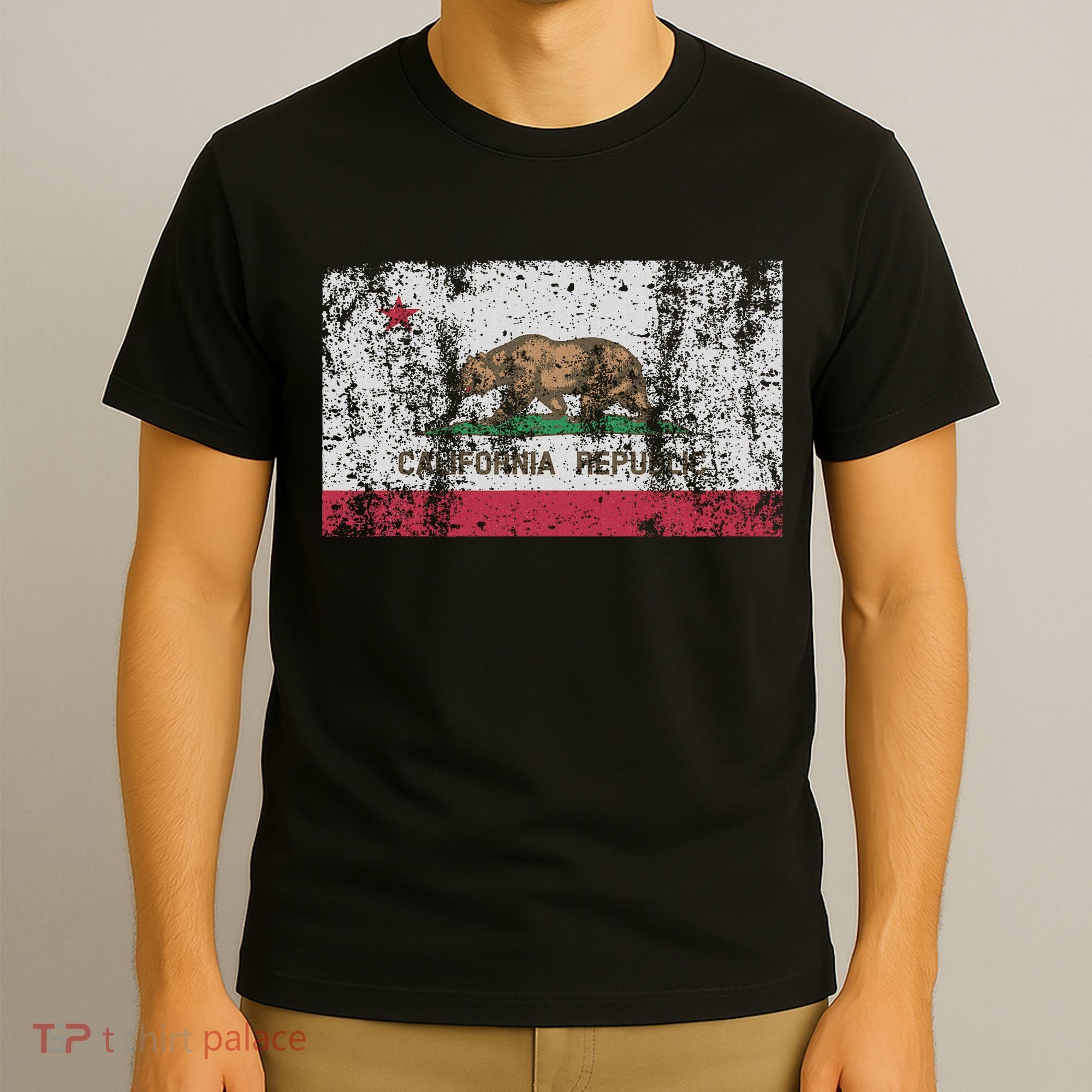 State Of California Flag Vintage Distressed Retro Gift T-Shirt