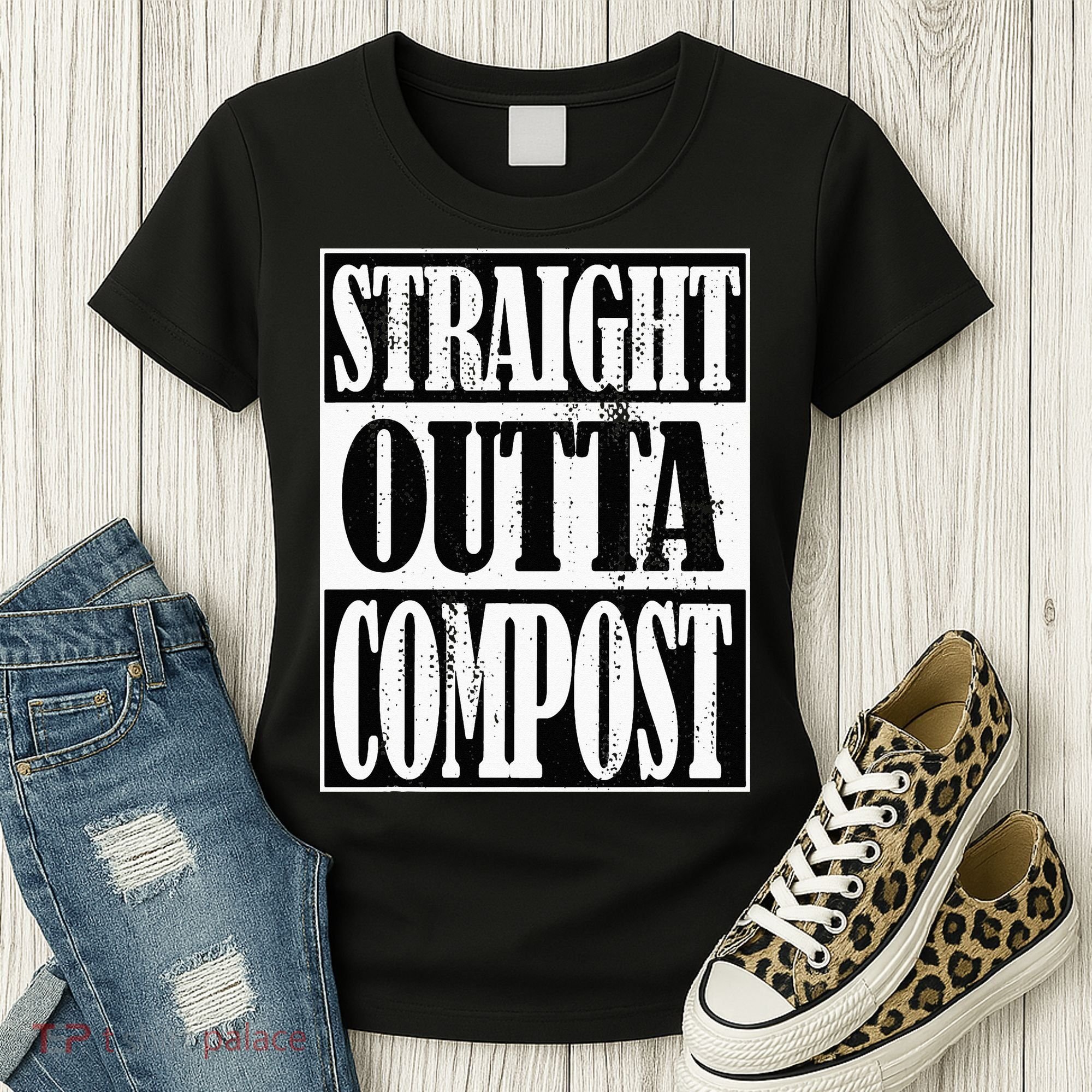 Straight Outta Compost Funny Garden Homestead Composting Women's T-Shirt