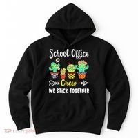 School Office Crew We Stick Together Funny Cactus Hoodie thumb 0