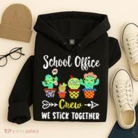 School Office Crew We Stick Together Funny Cactus Hoodie thumb 4