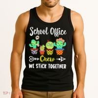 School Office Crew We Stick Together Funny Cactus Tank Top thumb 3