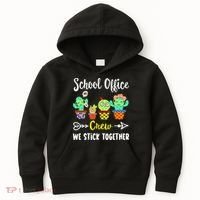 School Office Crew We Stick Together Funny Cactus Kids Hoodie thumb 0