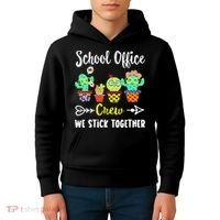 School Office Crew We Stick Together Funny Cactus Kids Hoodie thumb 4