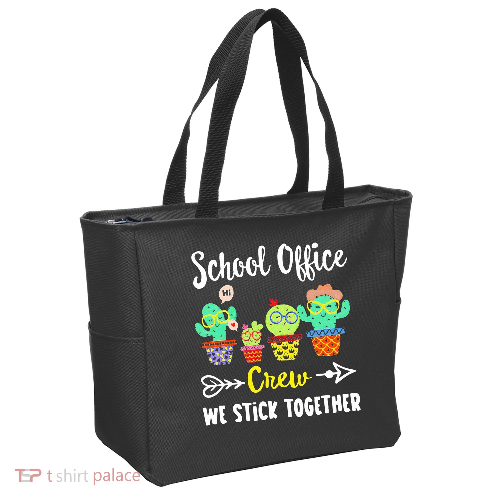 School Office Crew We Stick Together Funny Cactus Tote Bag