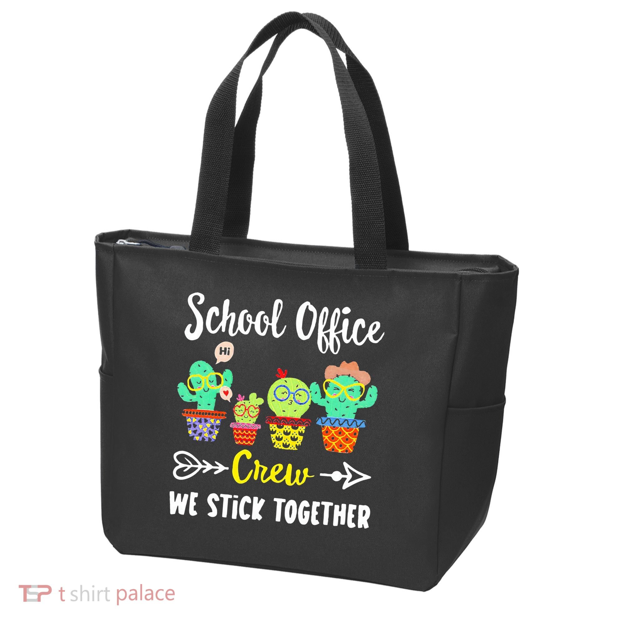 School Office Crew We Stick Together Funny Cactus Tote Bag