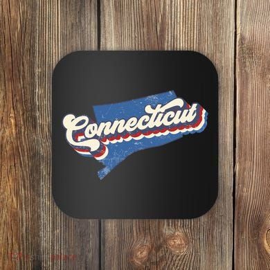 State Of Connecticut Retro Logo Coaster