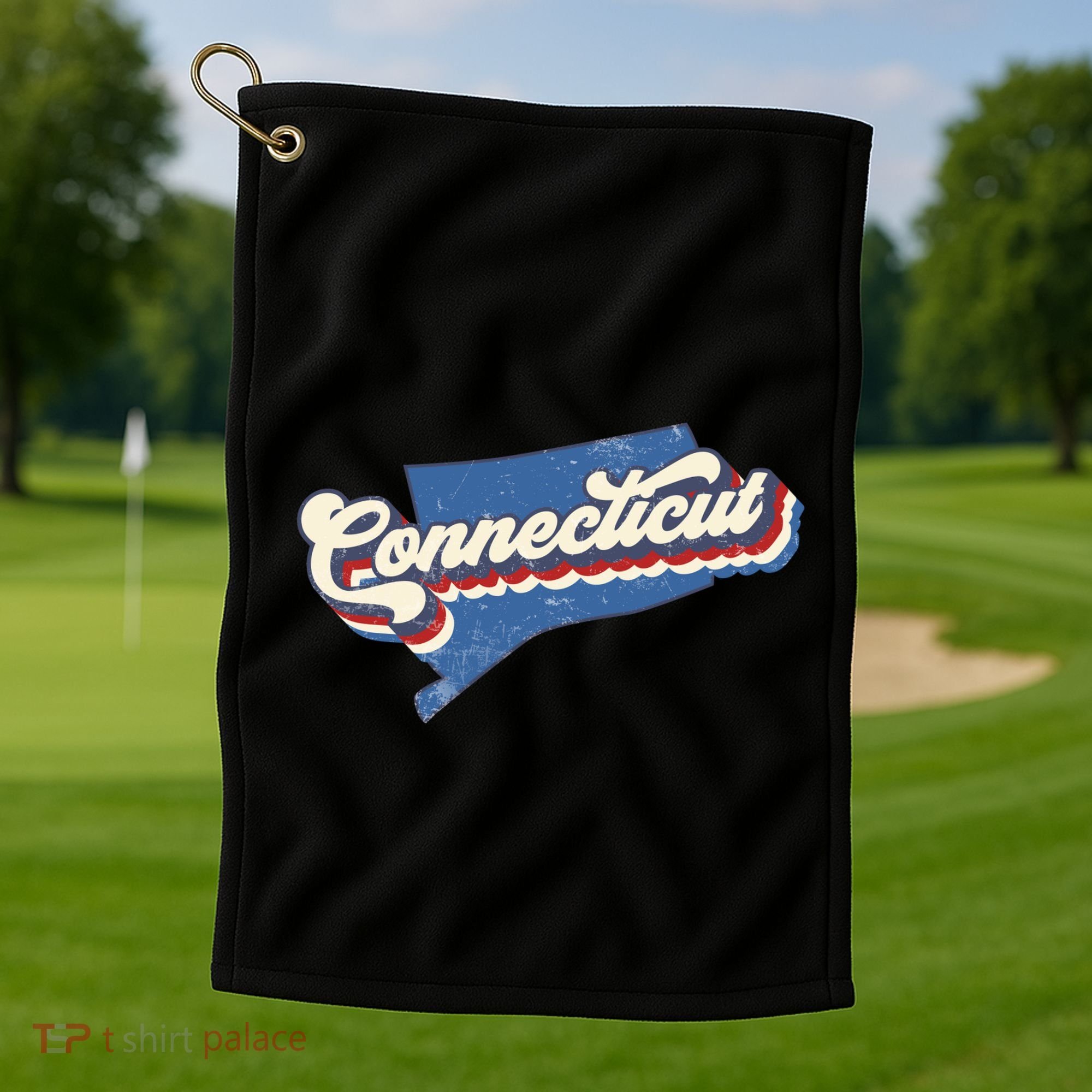 State Of Connecticut Retro Logo Golf Towel