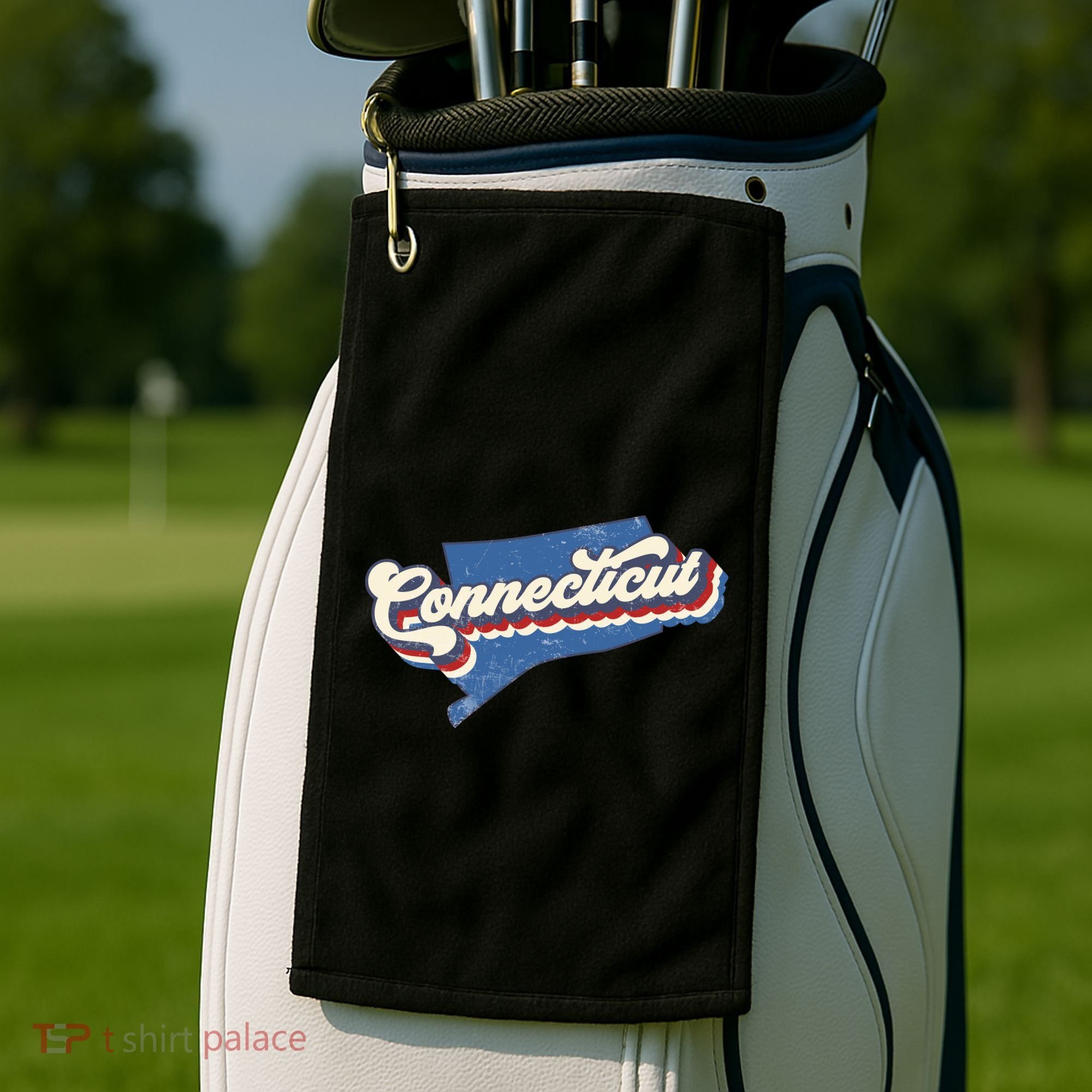 State Of Connecticut Retro Logo Golf Towel