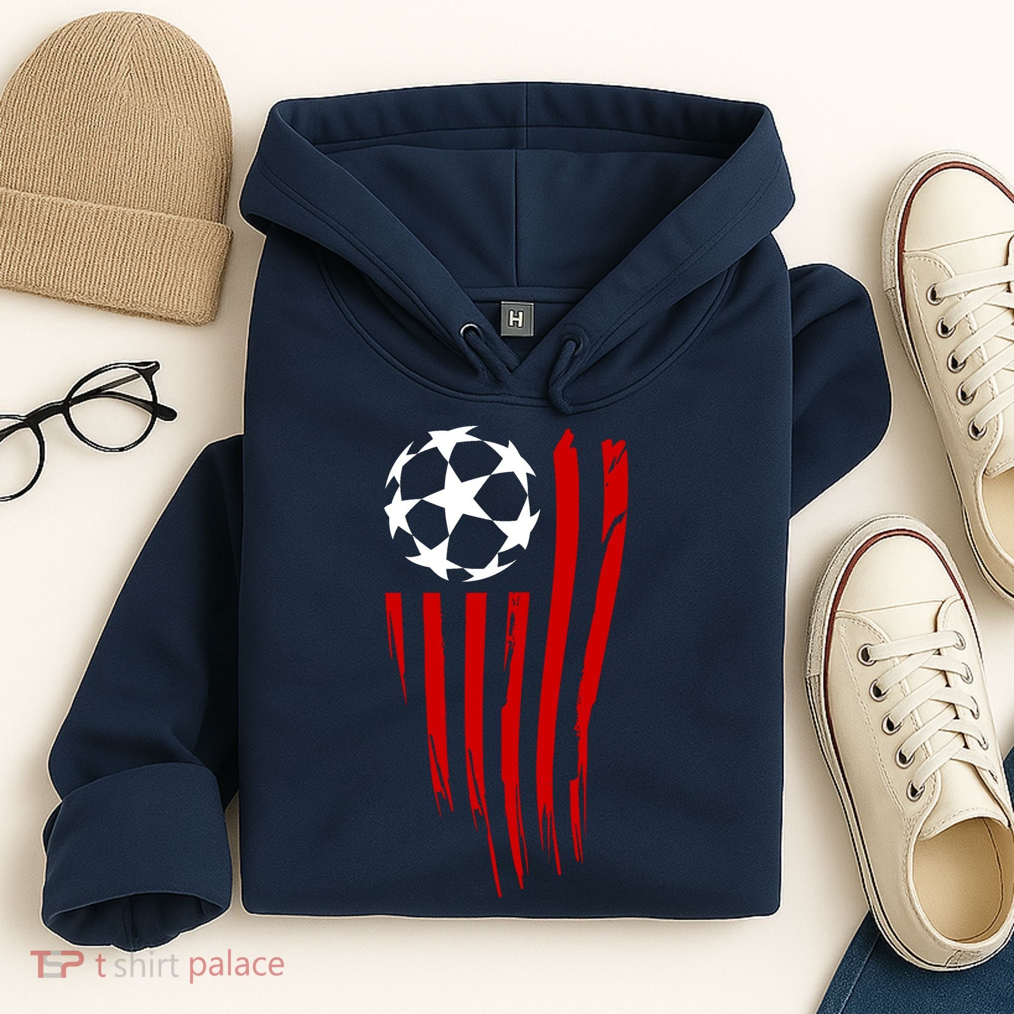 Soccer Ball American Flag Hoodie