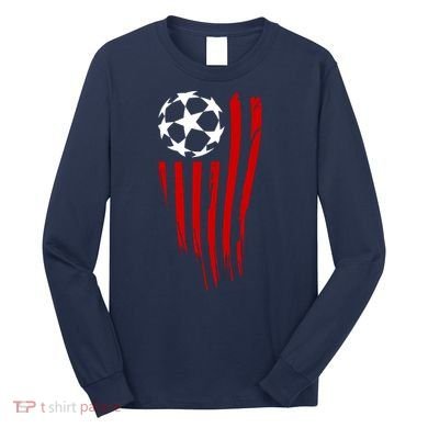 Soccer Ball American Flag Long Sleeve Shirt