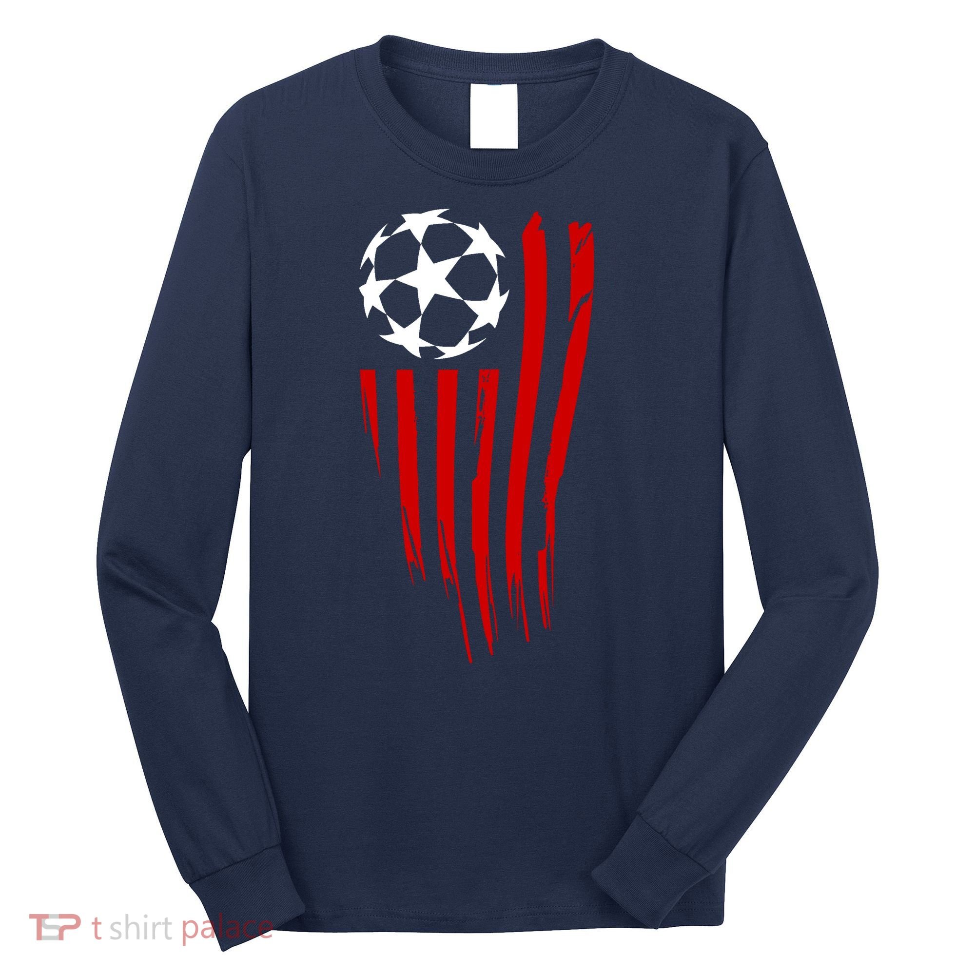 Soccer Ball American Flag Long Sleeve Shirt