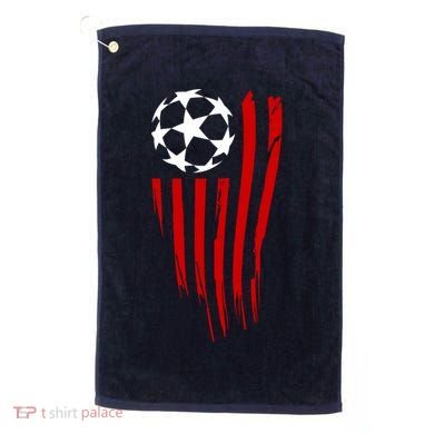 Soccer Ball American Flag Golf Towel